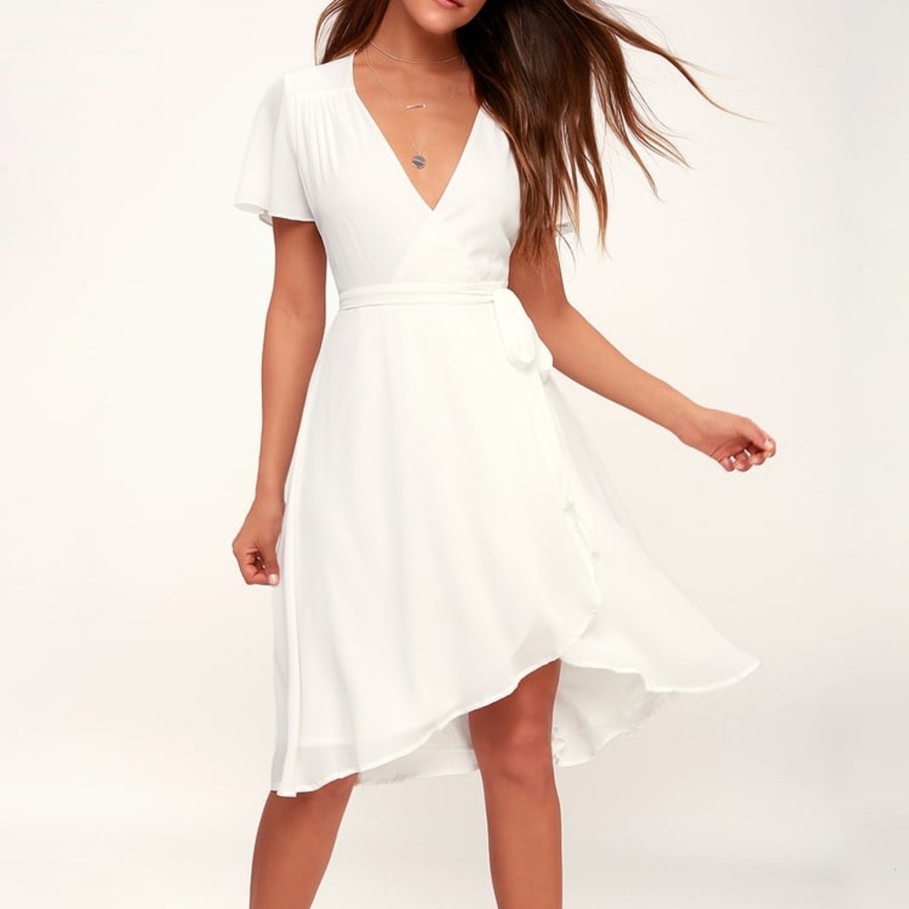 Rise to the Occasion White Midi Wrap Dress